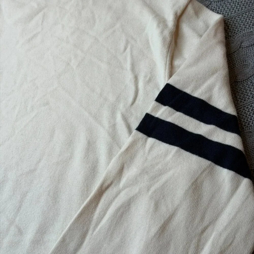 Banana Republic Sweater‎ Mens L Stretch Pima Cotton Varsity Stripe Crew Pullover